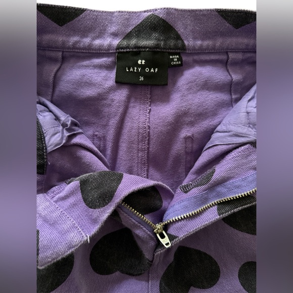 Lazy Oaf purple and black heart jeans size 26 - Picture 3 of 7